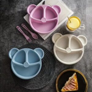 1pc/3pcs Divided Plate Bear Tableware Set Tableware Lunch Box