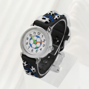 2pcs Sports Football Pattern Quartz Watch - Black Blue