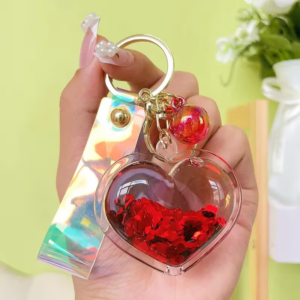Small Pendant Keychain – Oil Quicksand Heart Design